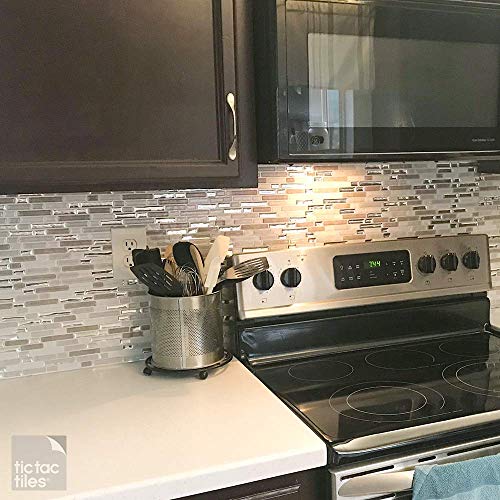 Tic Tac Tiles Peel and Stick Self Adhesive Removable Stick On Kitchen Backsplash Bathroom 3D Wall Tiles in Como Pebble (10 Sheets)