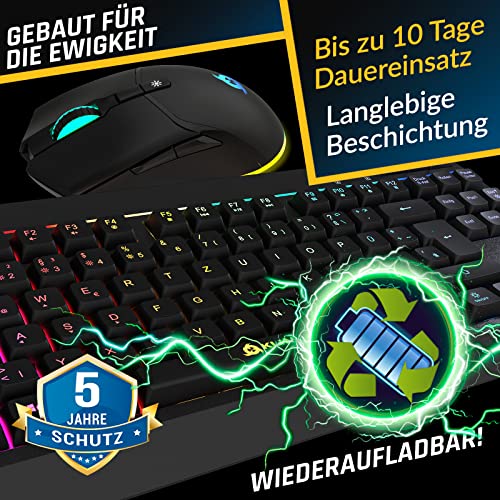 KLIM Duo - NEU 2022 Tastatur Maus Set Kabellos - Kompakt, Robust, Ergonomisch - Hintergrundbeleuchtete TKL Tastatur Kabellos + RGB Funk Maus und Tastatur Wireless + Langlebiger eingebauter Akku - Image 5