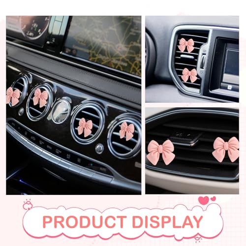 Image of 7 Pcs Pink Cute Bow Stuff Car Vent Clips, Bow Girly Women Car Accessories Decor (Not Contain Air Freshener)