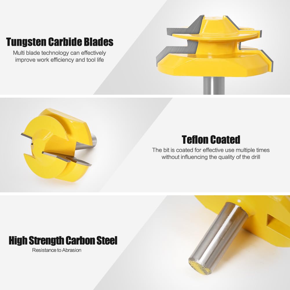 45 Degree Lock Miter Router Bit 1/2 Inch Shank.Woodworking Tools Joint Router Bits，Wood Milling Cutter Glue Joint Tools Set (1/2inch Shank, 2-3/4")