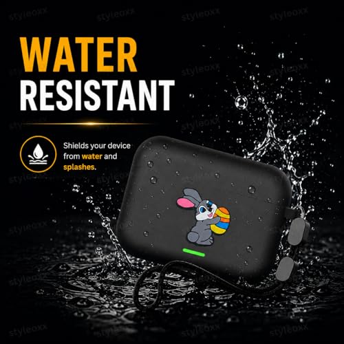Image of Anvique Silicone Case Cover for Realme Buds T500 Pro, Shockproof Protective Earbuds Cover with Keychain Hook, Anti-Scratch Soft Silicone Skin, Full Body Protection Case (Rabbit Lanyard)