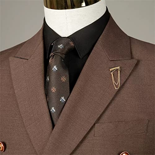 ZHCHAO Britischer Anzug für Herren, Business, Freizeit, professionelles Kleid, Hochzeit, Bräutigam, flacher Reverskragen, Retro-Anzug – Bild 3