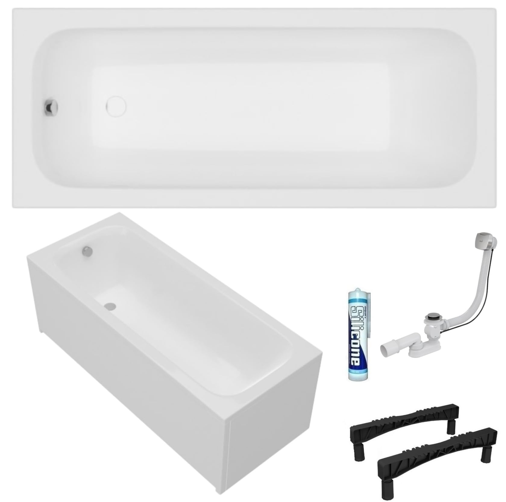 Wanna ECOLAM Pola 140x70 cm + obudowa | Nowoczesna wanna prostokątna, najwyższej jakości wanna akrylowa | Kompletny zestaw z odpływem, nóżki silikonowe | Design
