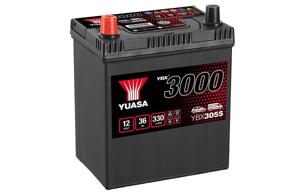 Car Battery YBX3055 Yuasa 055 330A 36Ah 3Yr Warranty 187x127x227 SMF