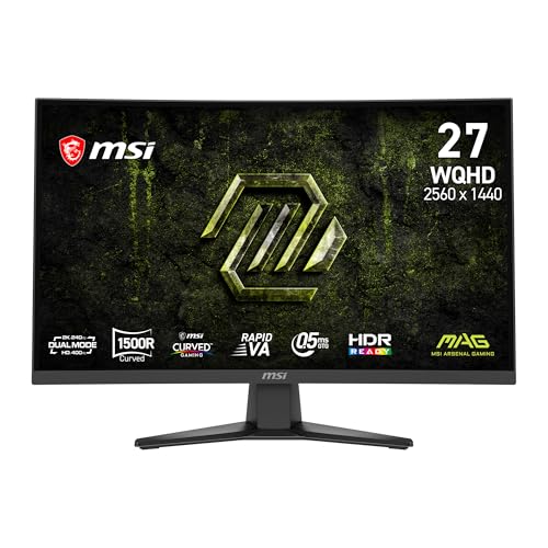 Image of msi MAG 275CQDF X24 27-inch 2560 x 1440 (QHD) Gaming Monitor, AMD FreeSync Premium, Dual Mode with WQHD 240Hz and HD 400Hz, HDR Ready, HDMI, VGA Port, VESA, Tilt, 0.5ms, Black
