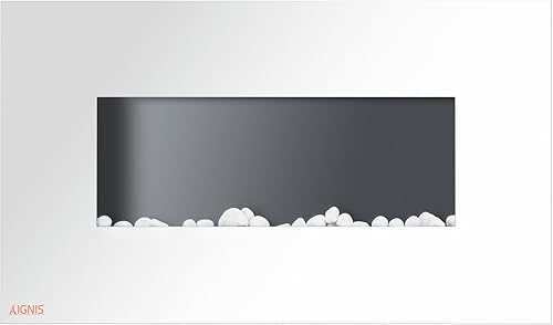 Miniatura 2 de Ignis Royal White - Chimenea eléctrica de 36 pulgadas para montaje en pared con guijarros certificado CSA US (se puede empotrar sin calor)