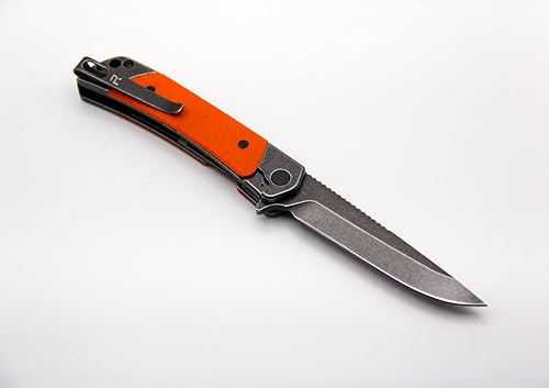 Miniatura 9 de REVO Knives Duo Drop Point con cortador auxiliar, verde, hoja 9CR con incrustaciones G10 en asas de acero inoxidable, multiherramienta de bloqueo,