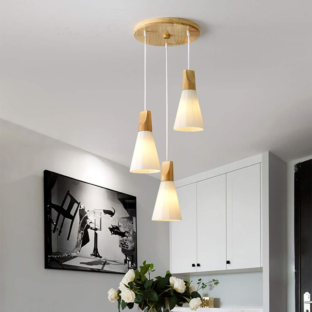Lustre en bois blanc durable à 3 ampoules avec système de gradation - 8