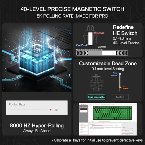 Redragon K735 Rapid Trigger Wired Gaming Keyboard, 90% 94 Keys Mechanical Keyboard w/Hyper-Fast Actuation, Dedicated Magnetic Switch, Actuation Point Adjustable, 8K Hz Polling Rate - Image 3