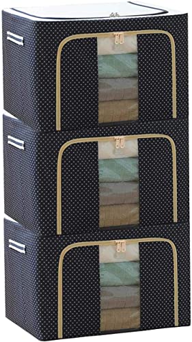 Image of Storage Box for clothes Cloth storage box wardrobe organizers (44 LTR Pack of 3, Blue Polka)