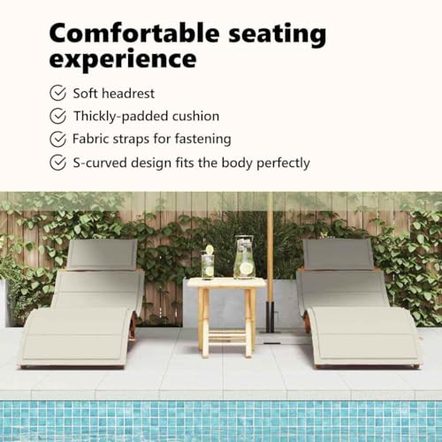 Transat avec coussin de jardin rectangulaire en bois massif vidaXL - 7