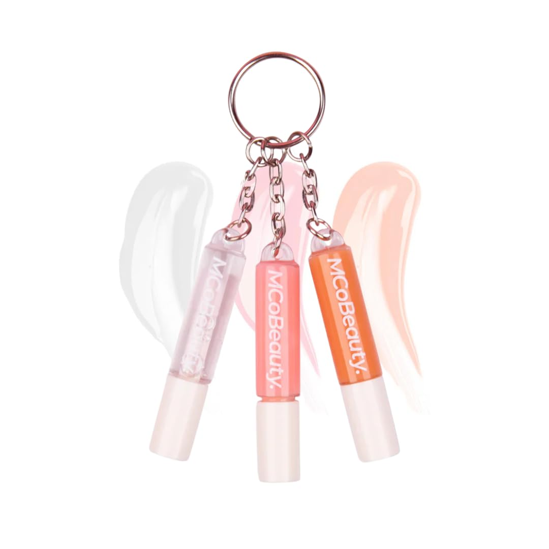 - MCoBeauty - Lip Gloss Trio - 3-in-1 Gloss Keyring with Three Shades for On-the-Go Hydration & Shine - Vegan, Cruelty-Free Lip Makeup - Stocking Stuffers for Teen Girls and Women, Christmas Gifts