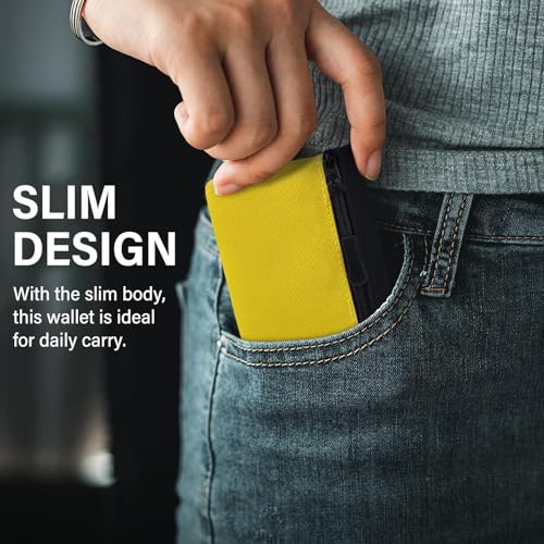 2PC Small Coin Purses, Simple and Waterproof Nylon Contrasting change purse with Zipper that Can Store Credit Cards, Change, Coin and Keys (Yellow+Military Green)4