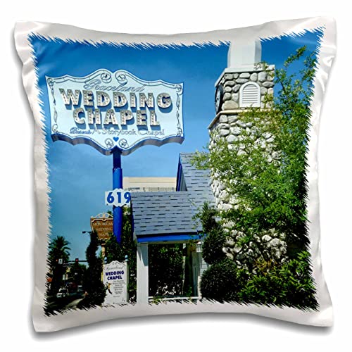 3dRose Lens Art by Florene Image of Chapel in Las Vegas Where Elvis Married (pc-304486-1) Pillow Case, White