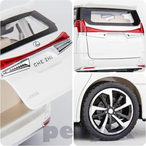 Image of Model Car 1 /24 Lexus LM300 Alloy Pull Back Metal Collectible Toy Car with Light and Sound Toy Vehicle Door Can be Opened-Black (White)