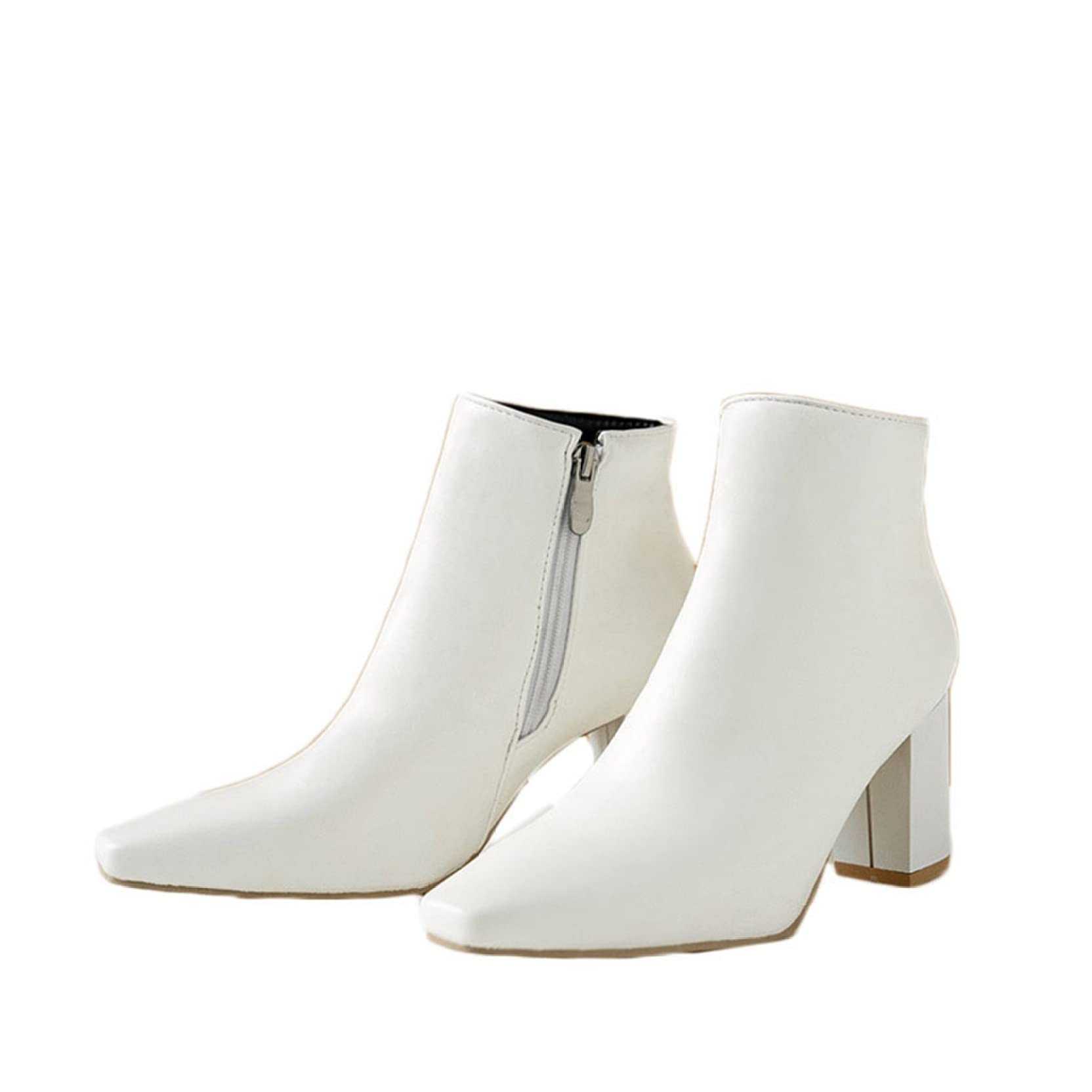 Generic7Ankle Boots for Women Elegant Pointed Toe Zip Breathable Leather Boots Durable Block Heel Warm Lining Fashion Autumn Winter Boots