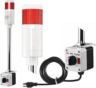 Signaworks 1 Stack Super Bright Red LED Andon Tower Light, 3 Pos On-Off-Flash, 8 ft Industrial Power Cord, Plug & Play Ready, 3 Prong Plug Meets OHSA Standard * Assembled in USA *