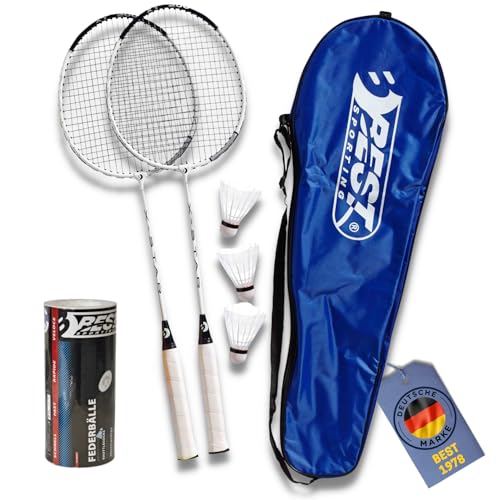 Best Sporting 200 XT Badminton Set mit 2 leichten Schlägern, 3 Bällen und praktischer Tragetasche...