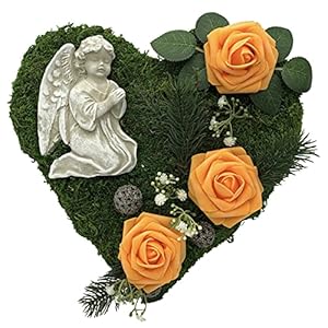 Radami Grabgesteck Moosherz Rosen Orange Engel