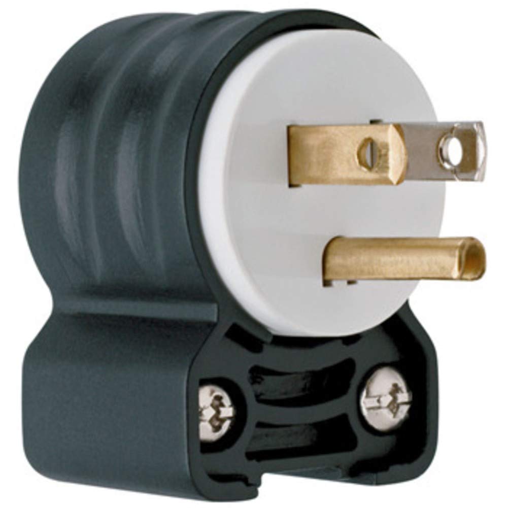 Pass & Seymour PS5266-SSAN 3-Wire 2-Pole Polarized Extra Hard Use Specification Grade Angled Plug 125 Volt AC 15 Amp NEMA 5-15P Black and White