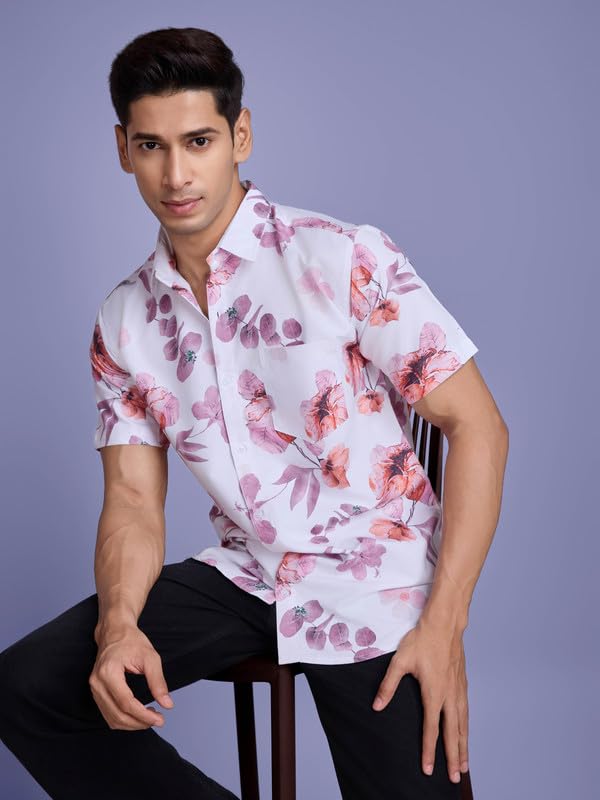 Image of Pinkmint Stylish Shirt for Men ll Printed Half Sleeve Shirt's ll Regular Fit Chest Pocket Shirt