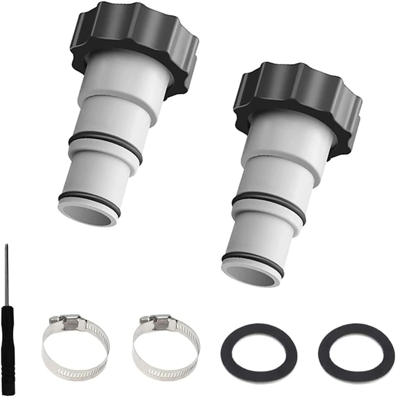 Winric 2Pcs Pool Hose Adapters A with Collar for Threaded Connection