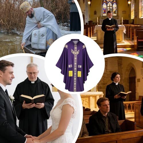 Robe de pasteur pour hommes avec ruban église catholique - 4