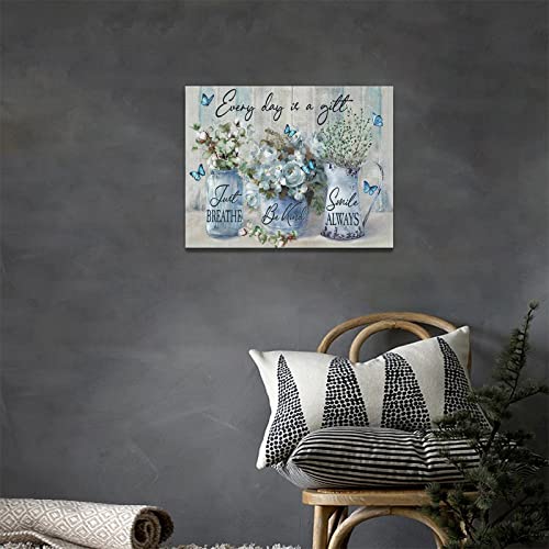 Farmhouse Wall Art Rustic Cotton Flower Pictures Wall Decor Country Eucalyptus Leaves Floral Painting Canvas Prints Framed Home Decoration For Bathroom Bedroom Living Room 16"X12" #TOP1