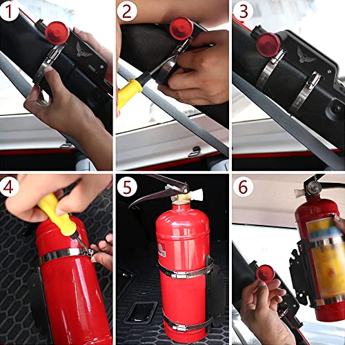 Fire Extinguisher Mount Kit, Beiguoo Adjustable Roll Bar Fire Extinguisher Mount Holder for Jeep Wrangler TJ JK JKU JL UTV Polaris RZR Ranger Camper Van, Aluminum