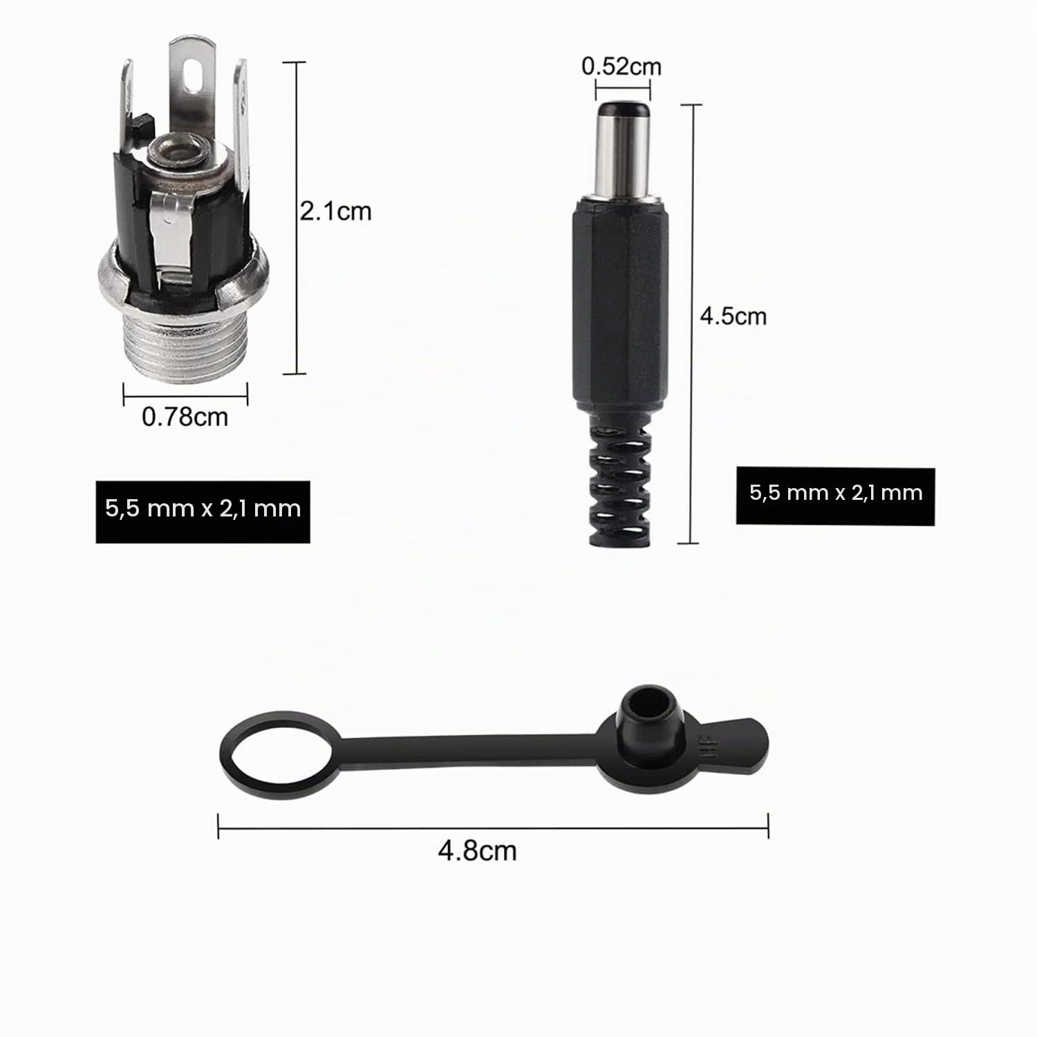 RUNCCI-YUN 20Pezzi 5.5 mm x 2.1 mm DC 12V connettore maschio femmina da pannello,DC 12V connettori alimentazione,connettore saldare DC,Per CCTV Home Security Surveillance Camera