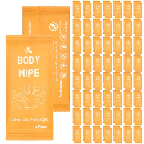 Timgle 200 Pcs Body Wipes Individually Wrapped for Adult, Orange Background