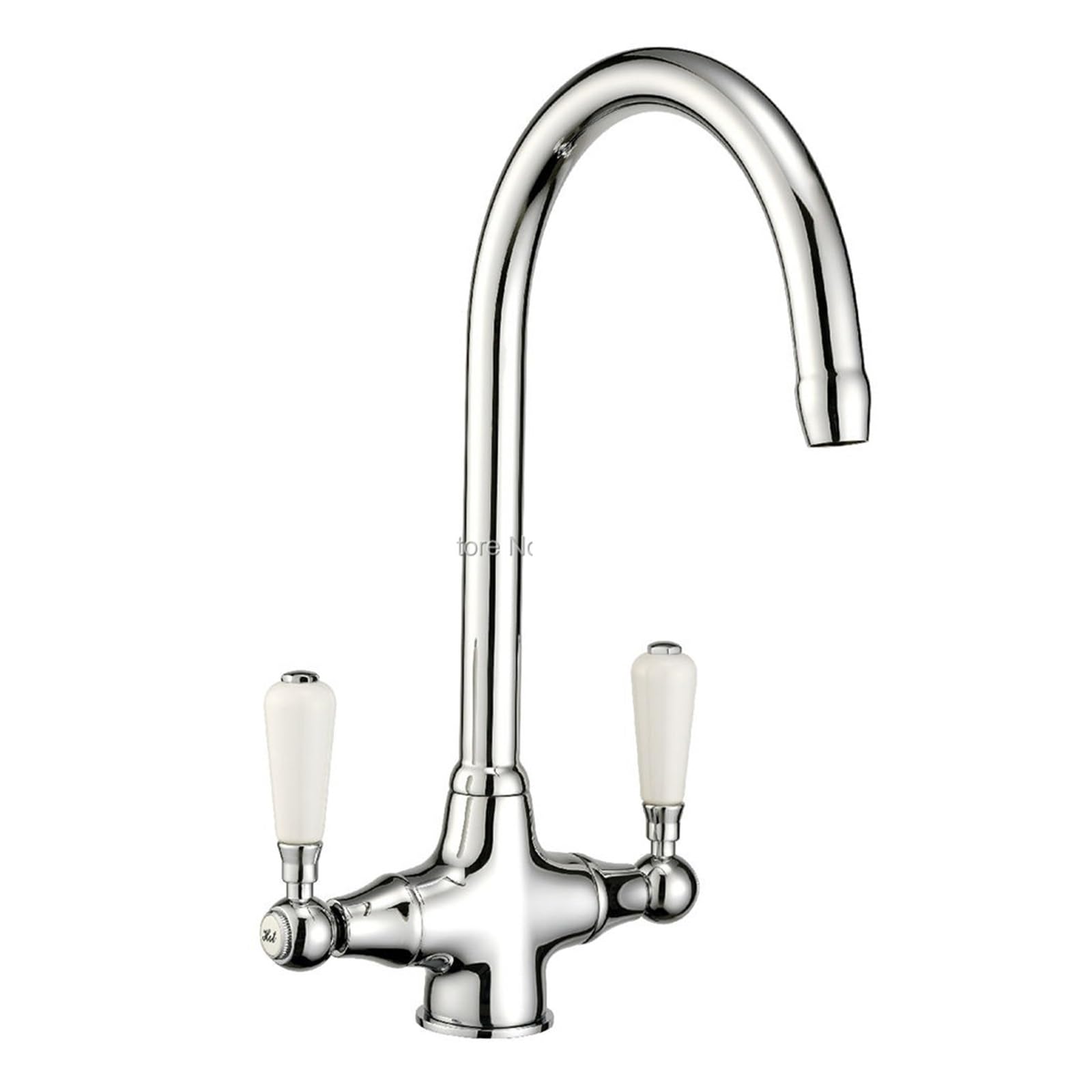 Grifo Monomando for Fregadero de Cocina Cromado con Palanca Doble de cerámica Blanca de latón Macizo