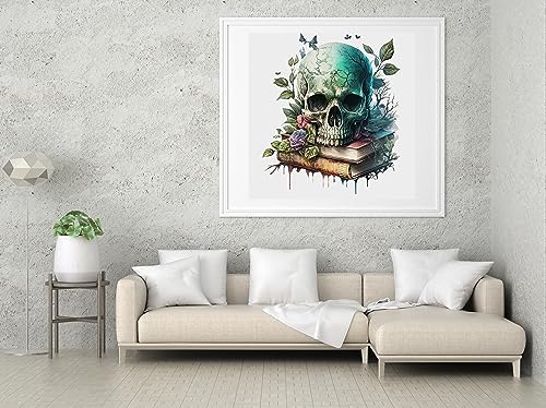 Image of Moohue Stamped Cross Stitch Kits for Adults Clearance Skull 14CT Pre Printed Cross Stitch Kits for Beginners (Skull 3)