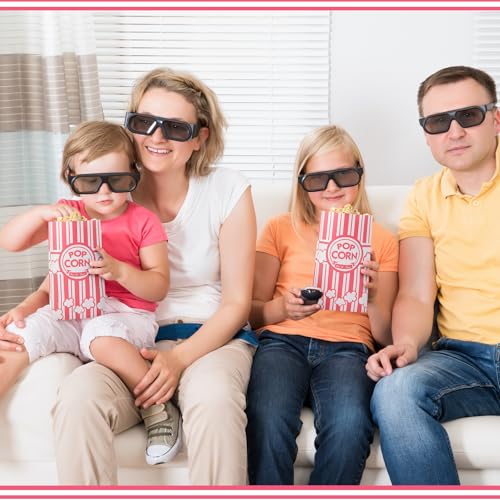 Image of 200 Pcs Paper Popcorn Bags Bulk 2 oz Large Flat Bottom Boxes Red and White Disposable Container Sleeve Movie Night Popcorn Bucket for Retro Movie Themed Party Carnival Supplies (Pink and White)