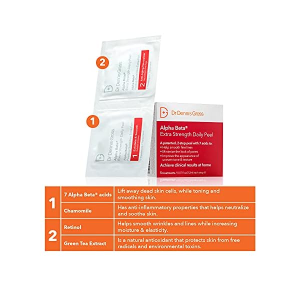 Dr-Dennis-Gross-Alpha-Beta-Extra-Strength-Daily-Peel-for-Oily-Skin-Uneven-Tone-or-Texture-Wrinkles-or-Enlarged-Pores-5-Treatments Dr Dennis Gross Alpha Beta Extra Strength Daily Peel | 2 Step Daily Treatment to Boost Radiance, Refine Pores, Clear Breakouts, and Smooth Lines & Wrinkles | 5 Treatments
