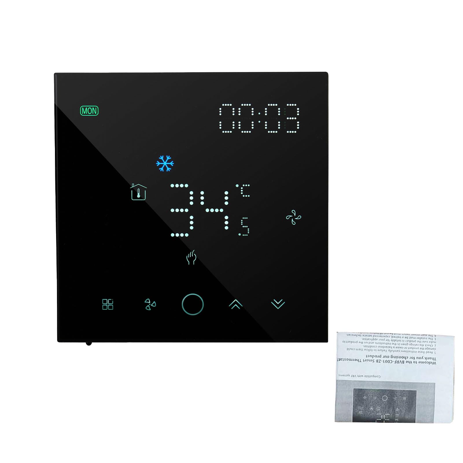 SIXRUN Termostato Intelligente, Termostato, Wireless 4 Pollici Touchscreen per Oltre 40 Marchi AC con Gateway Integrato per il Controllo Climatico della Casa Intelligente (BLACK)