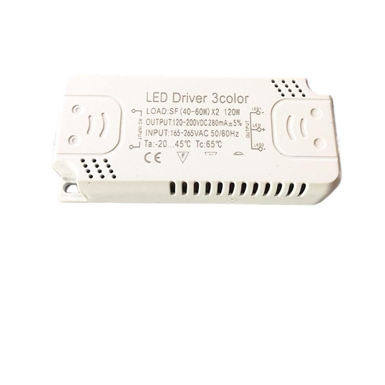 Transformateur LED ultra-mince 40-60W*2 tri-couleur pour éliminer le scintillement