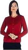 Manches longues Crystal SOLO Cardigan en coton à rayures pour femme, col rond, manches longues, rouge, L