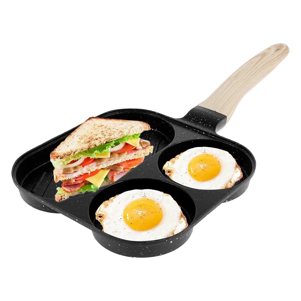 CTRLZS Egg Frying Pan Egg Frying Pan Non-Stick Omelette Pan with Wooden Handle Kitchen Breakfast Egg Cooking Pan B