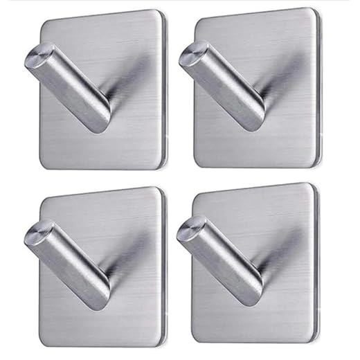 Kit 4 Ganchos Inox Adesivo Reforçado Parede Suporte Multiuso Para Banheiro, Quarto e Cozinha - LOJA ROCCAMARE