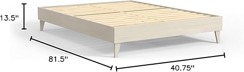 Miniatura 2 de eLuxurySupply Marco de cama de plataforma de madera, tamaño individual XL, color blanco, perfil bajo, no necesita somier, fácil montaje, estilo