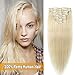 Produktbild Silk-co Clip In Extensions Echthaar - #60 Platin-Blondine - 8 Tressen 18 Clips - 70g DÜNN Tressen Haarverlängerung Remy Echthaar Extensions Clip In Glatt 45cm