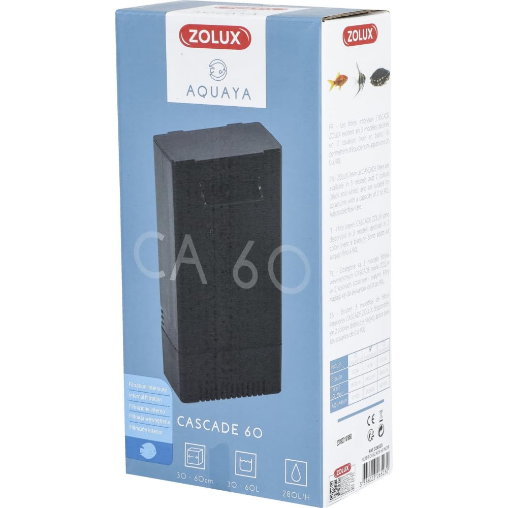 Zolux Aquaya Filtre Cascade 60 Noir Intérieur Aquarium, 1 Unité (Lot de 1)