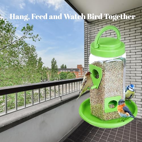 Image of 900g Seed Container Bird Feeder Tower | Hanging for Balcony, Window, Garden | Outdoor Plastic Bird Food Feeder Seed Container for Sparrows, Finches, Budgies (Pack of 01)
