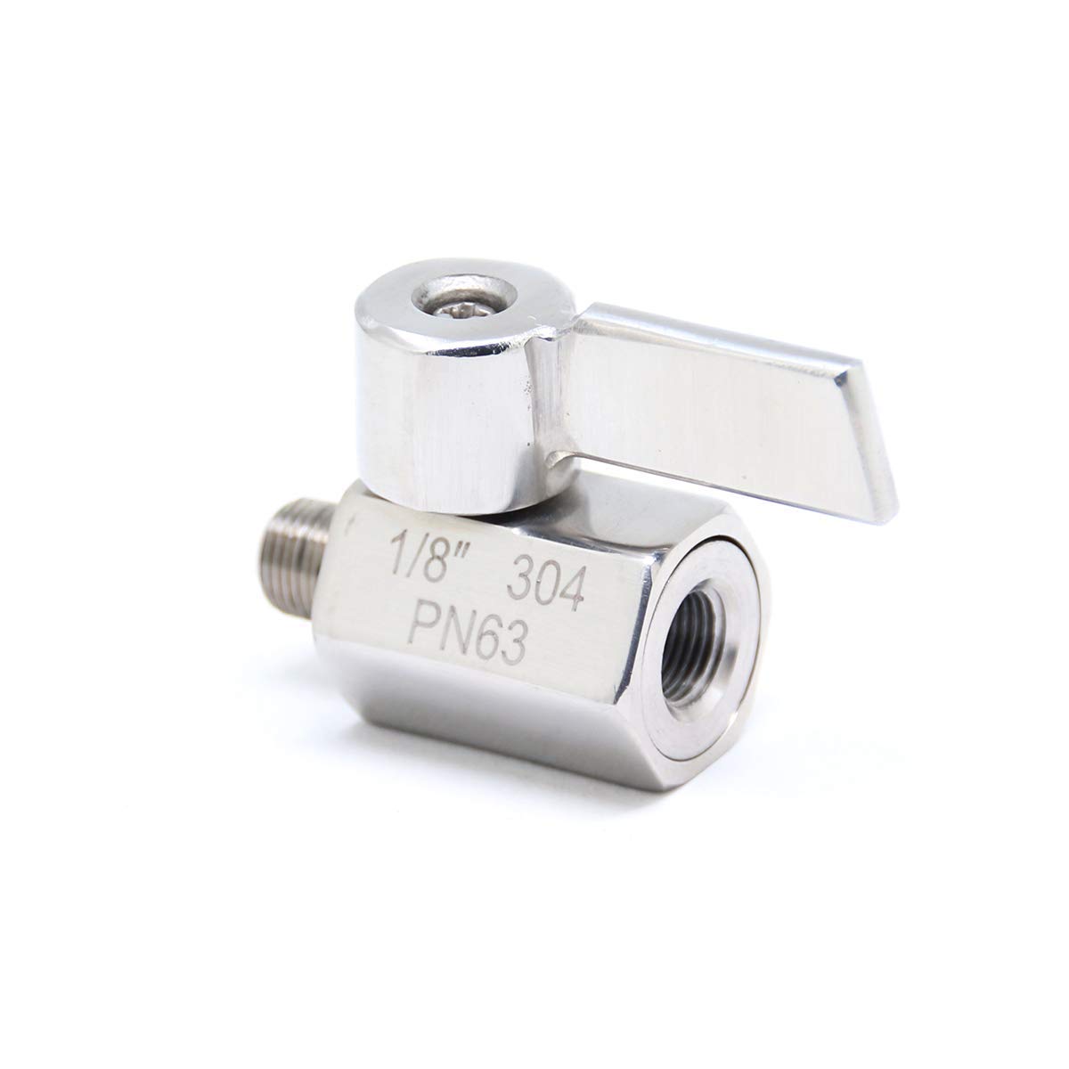 Mini válvula de bola de acero inoxidable NPT hembra x rosca macho SS304, 2 unidades (1/8 pulgadas)