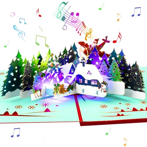 3D Pop-Up Weihnachtskarte mit Musik & Lichtern – Festliche Karte mit...
