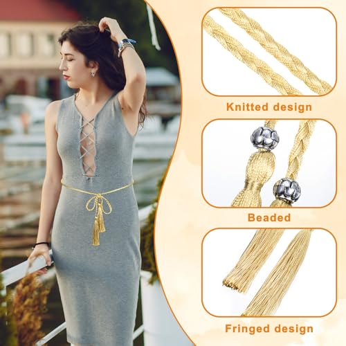 Women's Thin Braided Belt Braided Knotted Waist Belt Trendy Boho long Waist Rope for Skirt Dress Pants2