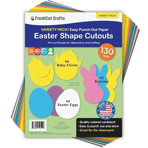 130 Pieces Eggs, Baby Chicks & Bunny Punch Out Paper