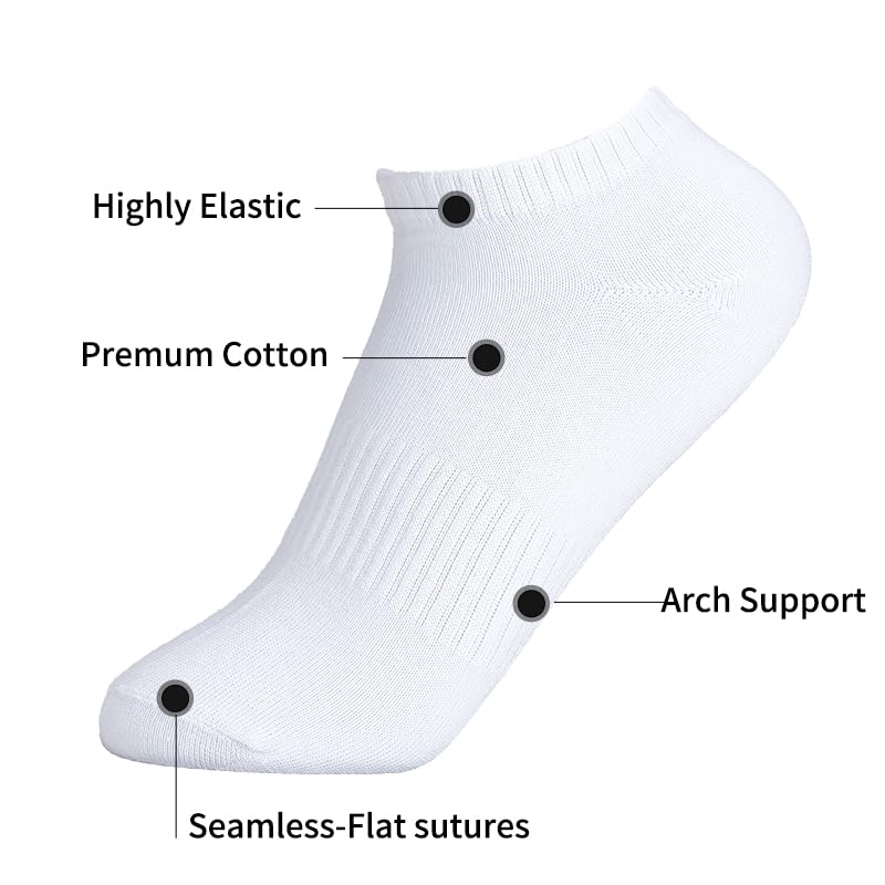 Image of 6 Pairs No Show Socks Cotton Non Slip Low Cut thin Socks,White /Black /Grey