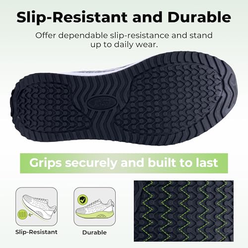 Image of AOV Wide Walking Shoes Women Arch Support Plantar Fasciitis Tennis Sneakers Orthotic Tennis Shoes for Workout Gym Black Size 8